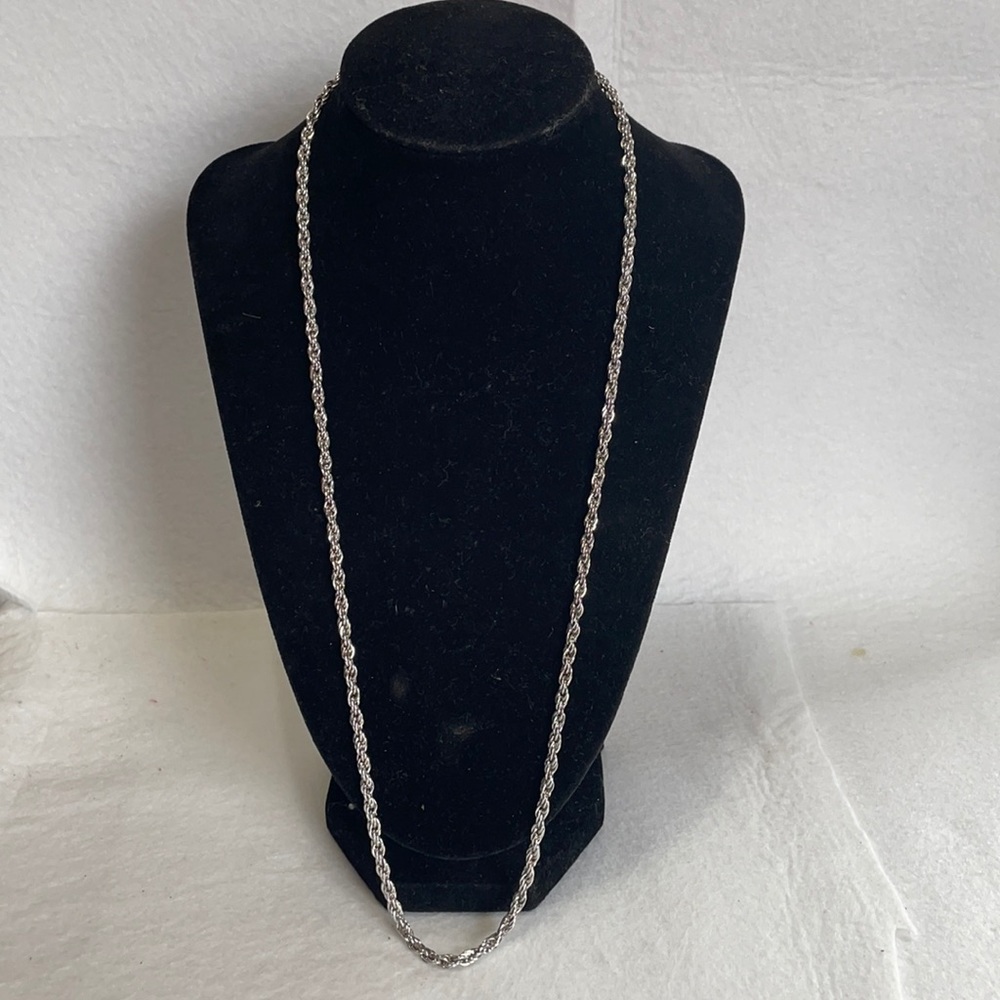 Vintage Trifari silver tone rope chain 25”